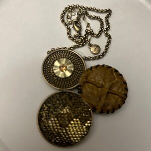 BOHM Mixed Media Necklace Leather Mesh Coppertone